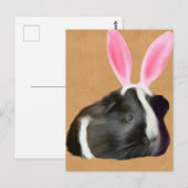 イースターブラック&ホワイトのモルモット ポストカード (正面/裏面)