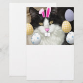 イースターブラック&ホワイトキティ猫 便箋 (正面/裏面)