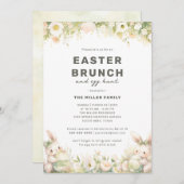 イースターブランチかわいいパステルバニーウォーターカラーフローラ 招待状 (正面/裏面)