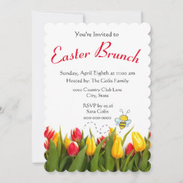 イースターブランチとレッドチューリップホリデイ招待状 案内状