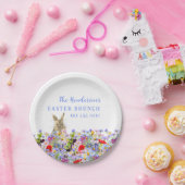 イースターブランチと卵狩りかわいいバニーフローラ ペーパープレート (パーティー)