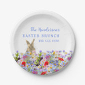 イースターブランチと卵狩りかわいいバニーフローラ ペーパープレート (正面)