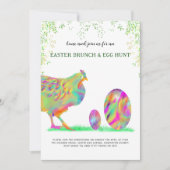 イースターブランチと卵狩りの水の色の緑 招待状 (正面)