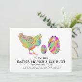 イースターブランチと卵狩りの水色モダン 招待状 (スタンド正面)