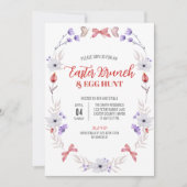 イースターブランチと卵狩り、紫の白フローラ 招待状 (正面)