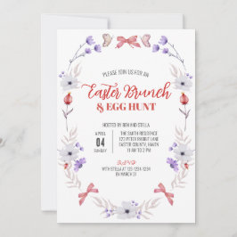 イースターブランチと卵狩り、紫の白フローラ 招待状