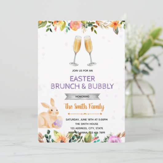 イースターブランチと泡状パーティの招待状 招待状 (スタンド正面)