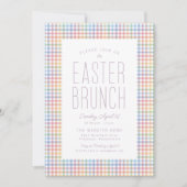 イースターブランチのパステルの格子柄の甘いシンプル 招待状 (正面)