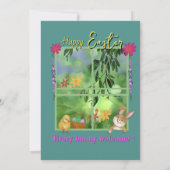 イースターブランチへの水の色のバニー招待 招待状 (裏面)