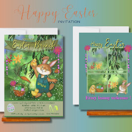 イースターブランチへの水の色のバニー招待 招待状