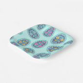 イースターブランチアクアグリーン伝統的フォークアートエッグ ペーパープレート (傾斜あり)