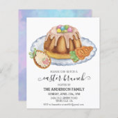 イースターブランチウォーターカラーケーキクッキー招待状 (正面/裏面)