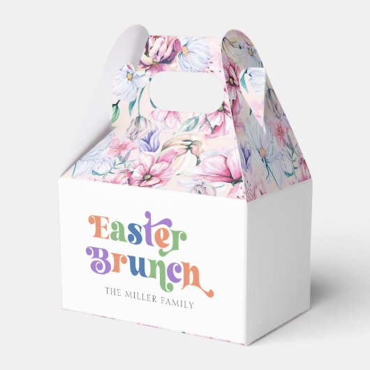 イースターブランチカラフルタイポグラフィ花パターン フェイバーボックス (裏面サイド)