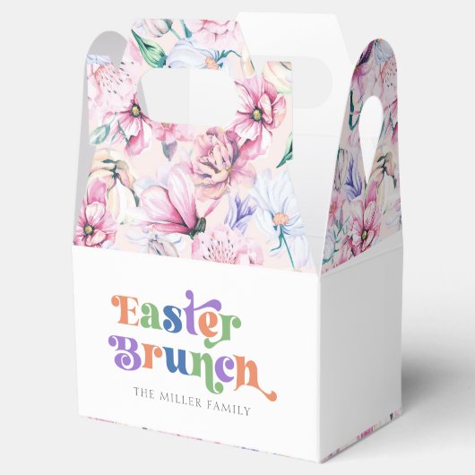 イースターブランチカラフルタイポグラフィ花パターン フェイバーボックス (オープン)
