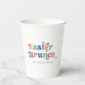 イースターブランチカラフルレトロタイポグラフィ 紙コップ (裏面)