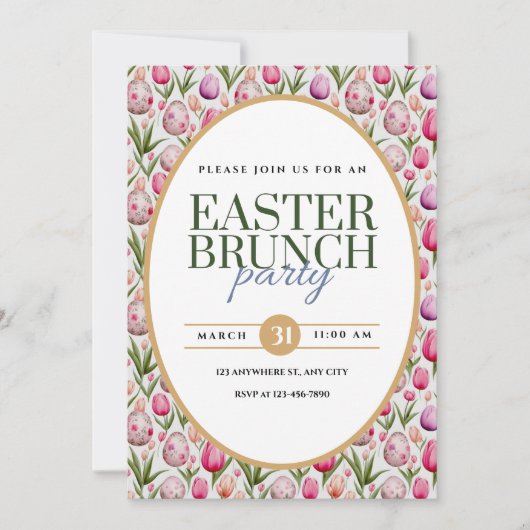 イースターブランチパーティーフローラと卵 案内状 (正面)