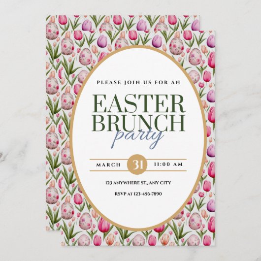 イースターブランチパーティーフローラと卵 案内状 (正面/裏面)