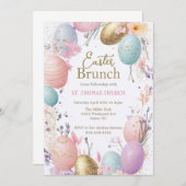 イースターブランチパーティー、イースターエッグハントブランチ 招待状 (正面/裏面)