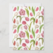 イースターブランチピンクホワイトチューリップ春の花 招待状 (裏面)