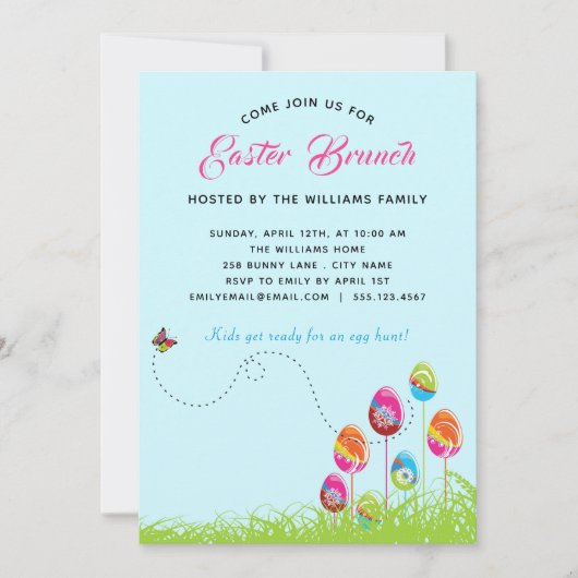 イースターブランチフローラエッグモダンカスタム 招待状 (正面)