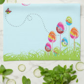 イースターブランチフローラモダン卵 キッチンタオル (折り畳み)