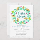 イースターブランチブライトターコイズエレガントフローラ 招待状 (正面)