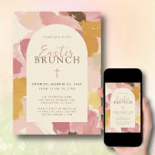 イースターブランチモダンピンクフローラクロスクリスチャン 招待状