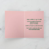 イースターブランチ写真パステルピンク&グリーン花模様 招待状 (内部)