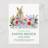 イースターブランチ卵狩りかわいいバニーフローラ インビテーションポストカード (正面)