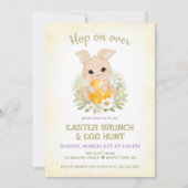 イースターブランチ卵狩りイエローキュートバニー 招待状 (正面)
