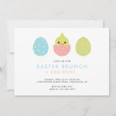 イースターブランチ卵狩りキュートパステルカラフル 招待状 (正面)