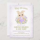 イースターブランチ卵狩りパープルキュートバニー 招待状 (正面)