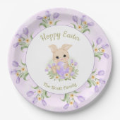 イースターブランチ卵狩りパープルチューリップバニー名 ペーパープレート (正面)