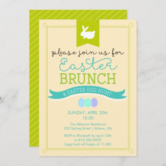 イースターブランチ及びイースターエッグの狩りの招待状 招待状 (正面/裏面)