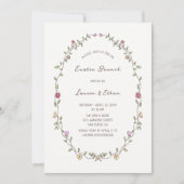 イースターブランチ手描きフローラリース 招待状 (正面)