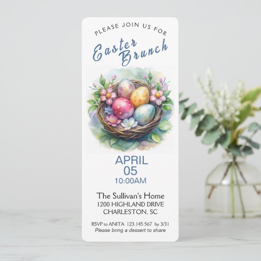 イースターブランチ招待状とイースターエッグ。 招待状 (スタンド正面)