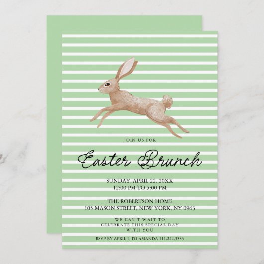 イースターブランチ招待状とヴィンテージウサギ シーズンカード (正面/裏面)