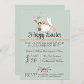 イースターブランチ招待状、イースターエッグ狩り招待状 招待状 (正面/裏面)