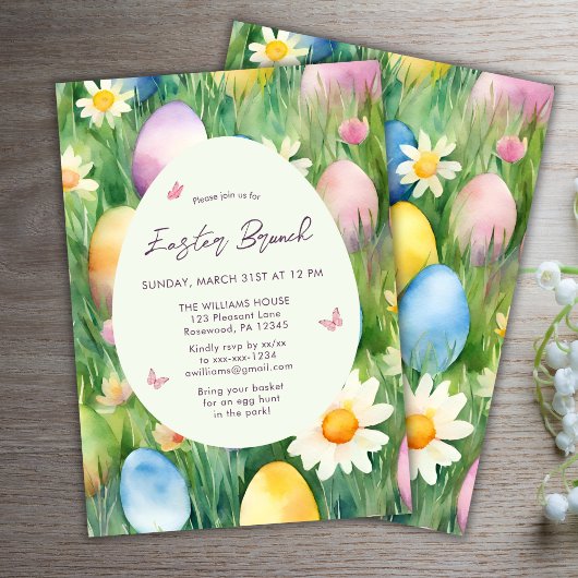 イースターブランチ水カラーエッグ招待状 招待状