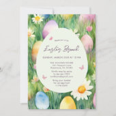 イースターブランチ水カラーエッグ招待状 招待状 (正面)