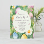 イースターブランチ水カラーエッグ招待状 招待状 (スタンド正面)