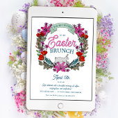 イースターブランチ水カラーリースとバニー 招待状