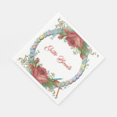 イースターブランチ素朴バラ卵リースフローラ スタンダードランチョンナプキン (角)