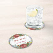 イースターブランチ素朴バラ卵リースフローラ ラウンドペーパーコースター (インサイチュ)