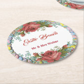 イースターブランチ素朴バラ卵リースフローラ ラウンドペーパーコースター (アングル)