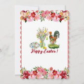 イースターブランチ装飾エッグズヘンフローラツリーかわいい 招待状 (裏面)