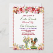 イースターブランチ装飾エッグズヘンフローラツリーかわいい 招待状 (正面)