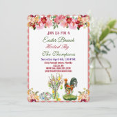 イースターブランチ装飾エッグズヘンフローラツリーかわいい 招待状 (スタンド正面)