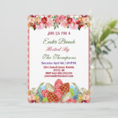 イースターブランチ装飾卵フローラ緑かわいい 招待状 (スタンド正面)