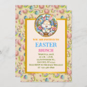 イースターブランチ, かわいいウサギ, たまご, 花 招待状 (正面/裏面)